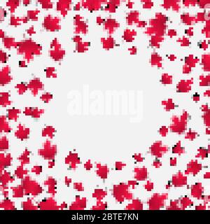Caduta di acero rosso foglie sfondo. Canada Day, 1 ° luglio concetto di celebrazione. Fogliame autunnale volante. Illustrazione Vettoriale