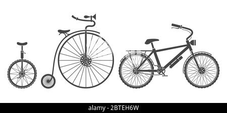 Tipi di biciclette silhouette Illustrazione Vettoriale