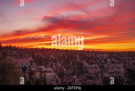 Vista panoramica del Grand Canyon da Shoshone Point al tramonto Foto Stock