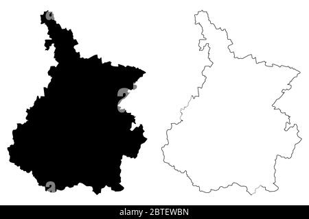 Dipartimento di alti Pirenei (Francia, Repubblica francese, occitanie o occitania regione) mappa illustrazione vettoriale, scrimolo schizzo mappa Hautes Pyrenees Illustrazione Vettoriale