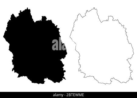 Dipartimento di Lozere (Francia, Repubblica francese, occitanie o occitania regione) mappa vettoriale illustrazione, scrimolo schizzo mappa di Losera Illustrazione Vettoriale