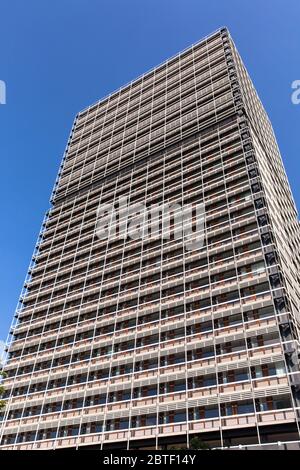 L'edificio degli uffici Tall Eugen, ospita diverse organizzazioni delle Nazioni Unite, Bonn, Nord Reno-Westfalia, Germania. Das Buerohochhaus Langer Eugen Foto Stock