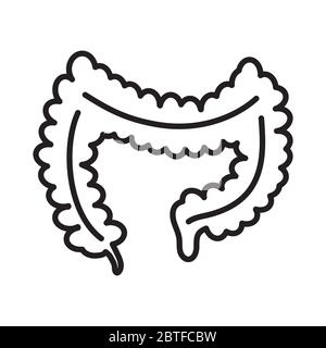 Vettore icona contorno intestino per sito web medico, app. Disbiosi, logo probiotico. Semplice sanità e illustrazione di organo umano. Illustrazione Vettoriale