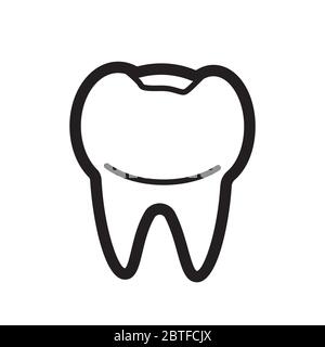 Vettore icona profilo dente per sito web medico, app. Mal di denti, smalto sbiancato o impianto di recupero. Logo del simbolo del servizio dentista. Semplice assistenza sanitaria e. Illustrazione Vettoriale