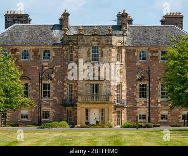 Vista della residenza Palladiana Archerfield House, East Lothian, Scozia, Regno Unito Foto Stock