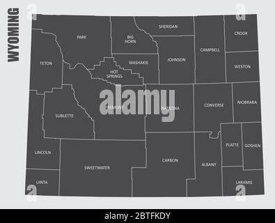 Mappa dello stato del Wyoming Illustrazione Vettoriale