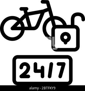 icona di servizi di condivisione bici 24 ore su 24, illustrazione vettoriale Illustrazione Vettoriale