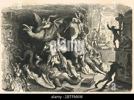 Don Chisciotte sognare. Illustrazione al capitolo 1 di Gustave Dore Foto Stock