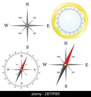 bussola in parti illustrazione vettoriale su sfondo bianco Illustrazione Vettoriale