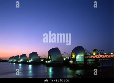 Thames Barrier, Woolwich, Newham, Londra, Inghilterra Foto Stock