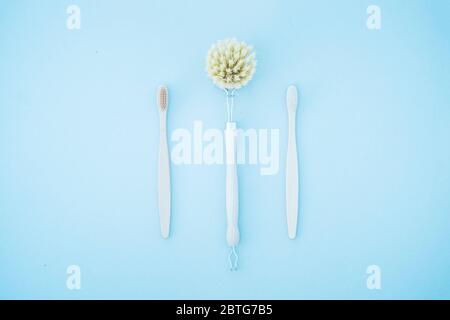 Eco spazzola consumo sostenibile cura del corpo sisal riciclare bambù Foto Stock