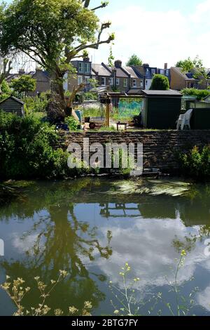 Il Parco del Garratt allottments River Wandle Trail Foto Stock