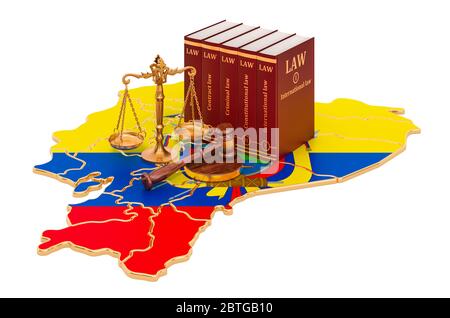 Legge e giustizia in Ecuador Concept, rendering 3D isolato su sfondo bianco Foto Stock