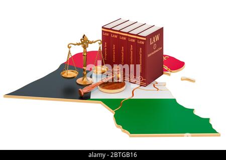 Legge e giustizia in Kuwait Concept, rendering 3D isolato su sfondo bianco Foto Stock