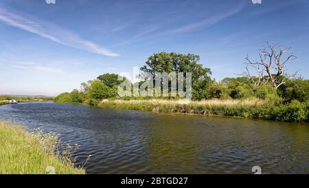 Il Gloucester e Sharpness Canal vicino a Purton, Gloucestershire, Regno Unito Foto Stock