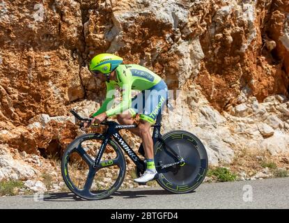 Col du Serre de Tourre, Francia - Luglio 15,2016: Il ciclista croato Robert Kiserlovski del Tinkoff Team che cavalcano durante una fase individuale di prova a tempo in Foto Stock