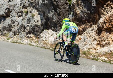 Col du Serre de Tourre, Francia - Luglio 15,2016: Il ciclista croato Robert Kiserlovski del Tinkoff Team che cavalcano durante una fase individuale di prova a tempo in Foto Stock