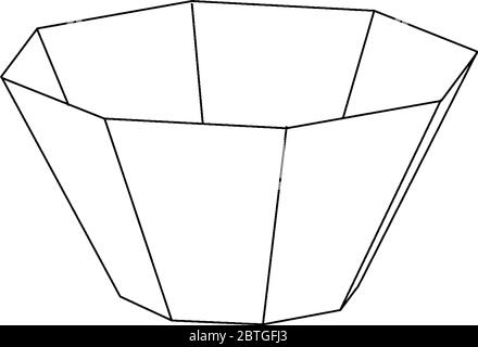 La sua piramide a forma ottagonale. Questo poligono ha otto lati uguali e assomiglia a un vaso. disegno di linea vintage o illustrazione di incisione. Illustrazione Vettoriale