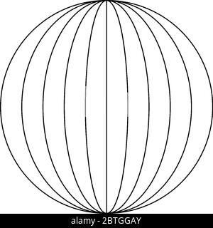 Quattro ellissi all'interno DI un cerchio con linea verticale al centro. L'asse maggiore delle ellissi è l'asse verticale, il disegno di linee vintage o l'incisione il Illustrazione Vettoriale
