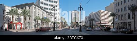 Panoramic Canal Street, New Orleans, Louisiana, Stati Uniti Foto Stock