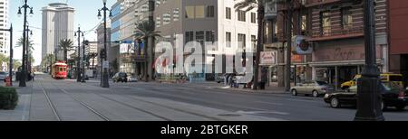 Panoramic Canal Street, New Orleans, Louisiana, Stati Uniti Foto Stock