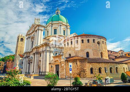 Cattedrale di Santa Maria Assunta, Duomo nuovo e Duomo Vecchio la rotonda, Cattedrale nuova e antica, Piazza Paolo VI, Centro storico di Brescia, Lombardia, Italia settentrionale Foto Stock