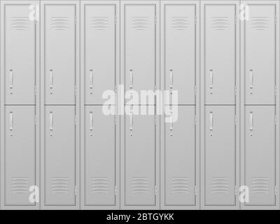 Armadietti con serratura a combinazione. Illustrazione vettoriale. Foto Stock