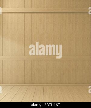 interni in stile tropicale, camere vuote in stile giapponese. Rendering 3D Foto Stock
