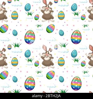 Modello senza cuciture di uovo di pasqua e taglio coniglio illustrazione Illustrazione Vettoriale