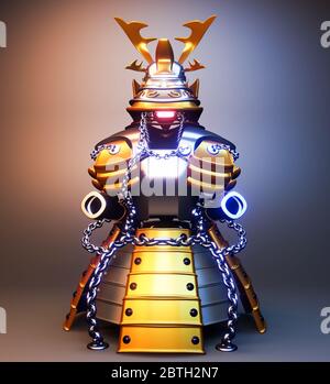 Armatura Bushido- armatura guerriero Samurai in stile giapponese rendering .3D Foto Stock