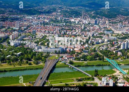 I ponti sul fiume Sava a Zagabria Foto Stock