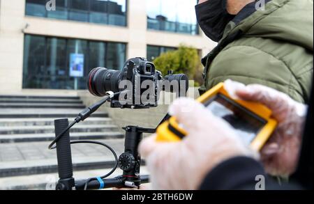 Il processo di ripresa della produzione video Foto Stock