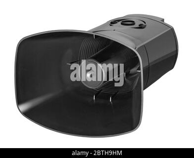 sirena nera isolata nella parte posteriore bianca Foto Stock