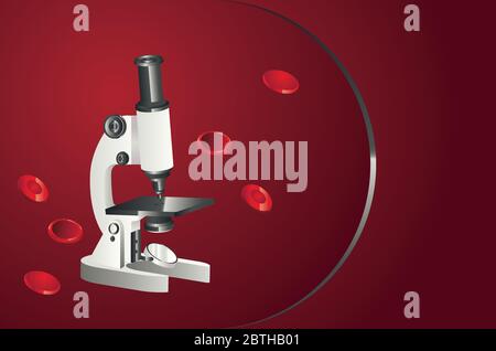 Microscopio da laboratorio con globuli rossi illustrazione dettagliata. Illustrazione Vettoriale