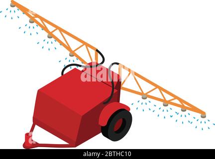 Icona del rimorchio irroratore per applicazioni agricole. Isometrica dell'icona vettore rimorchio spray per disegno web isolato su sfondo bianco Illustrazione Vettoriale