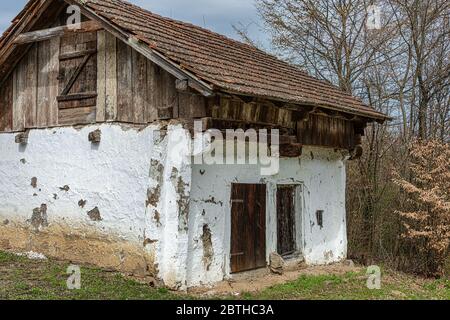 Tetto a dattolo, di una casa di produzione di vino, Heiligenbrunn, Burgenland, Austria Foto Stock