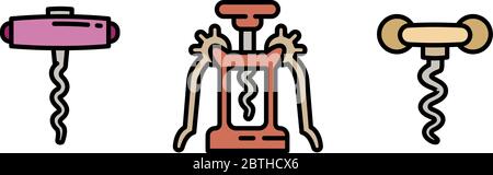 Set di icone cavatappi. Insieme di icone vettoriali per il web design isolate su sfondo bianco Illustrazione Vettoriale