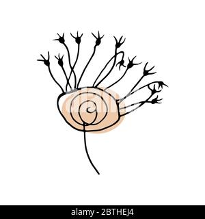 Illustrazione vettoriale degli elementi a dodle disegnati a mano con motivi floreali Illustrazione Vettoriale