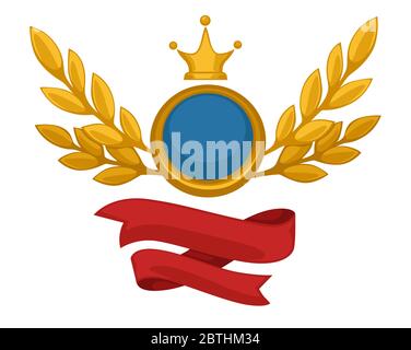 Protezione con spazio per la copia, fogliame con striscia e corona Illustrazione Vettoriale
