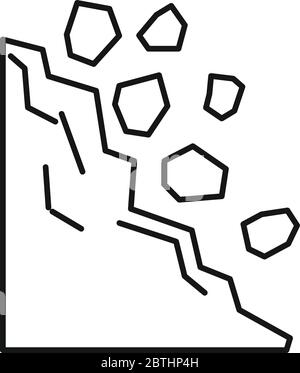 Icona della frana stradale. Icona vettoriale per la guida di un profilo stradale per il web design isolato su sfondo bianco Illustrazione Vettoriale