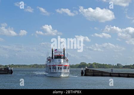 Escursione in barca Schlei Princess, Maasholm, Mar Baltico Fiordo Schlei, Schleswig-Holstein, Germania Foto Stock