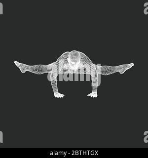 Mano posa permanente. L'uomo facendo esercizi yoga - handstand. Uno stile di vita sano. Corpo di stretching. L'uomo la pratica dello yoga. Illustrazione Vettoriale