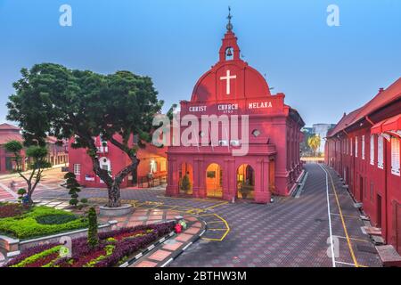 La Chiesa di Cristo Melaka in Malacca, Malesia al crepuscolo. Foto Stock