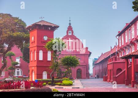 La Chiesa di Cristo Melaka in Malacca, Malesia al crepuscolo. Foto Stock