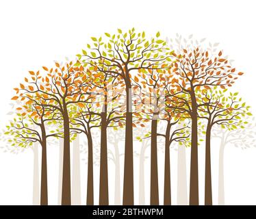 Alberi con foglie colorate. Sfondo naturale Illustrazione Vettoriale