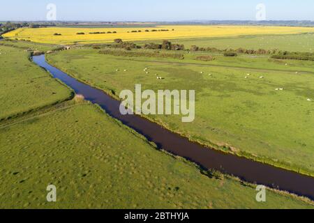 vista aerea del drenaggio sulla palude di romney vicino a fairfield kent Foto Stock