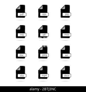 icona del tipo di file immagine vettoriale nera su bianco Illustrazione Vettoriale