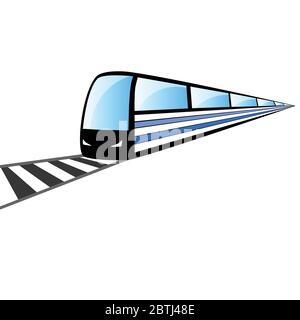 treno rapido sulle guide immagine vettoriale su bianco Illustrazione Vettoriale