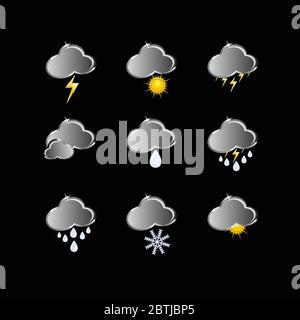 icone per l'illustrazione vettoriale delle previsioni meteo Illustrazione Vettoriale