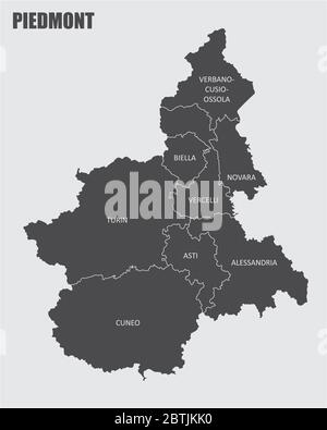 Mappa della regione Piemonte Illustrazione Vettoriale